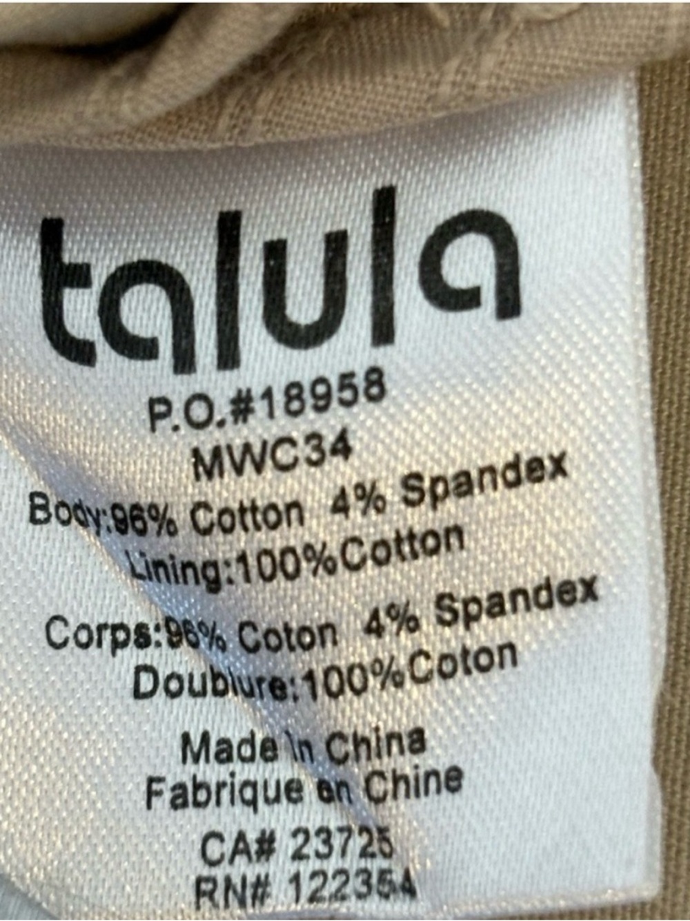 Talula Sz S Cotton Fall Decorative Khaki Trench Coat By Aritzia - Picture 10 of 13